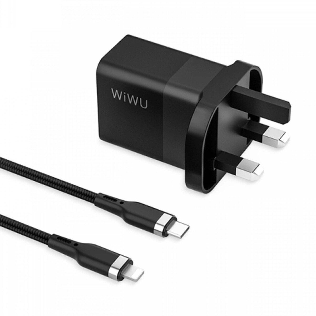 WiWu 30W PD Fast Charger with Type-C to Lightning Cable, QCBTCL, Black