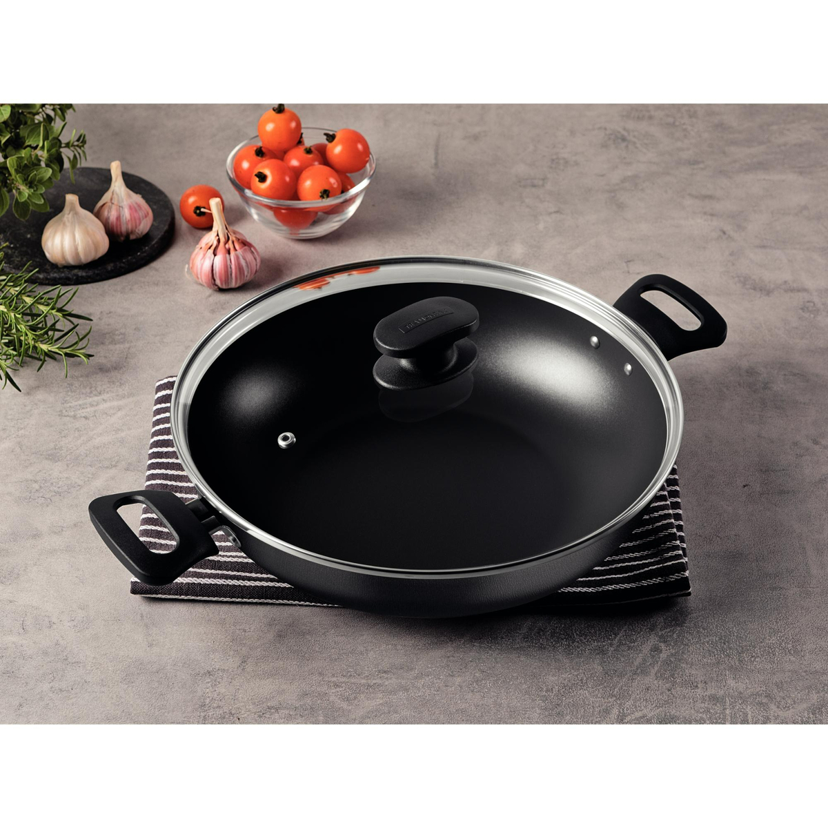 Tramontina Loreto Aluminum Non-Stick Wok with Lid, 28 cm, 27817033