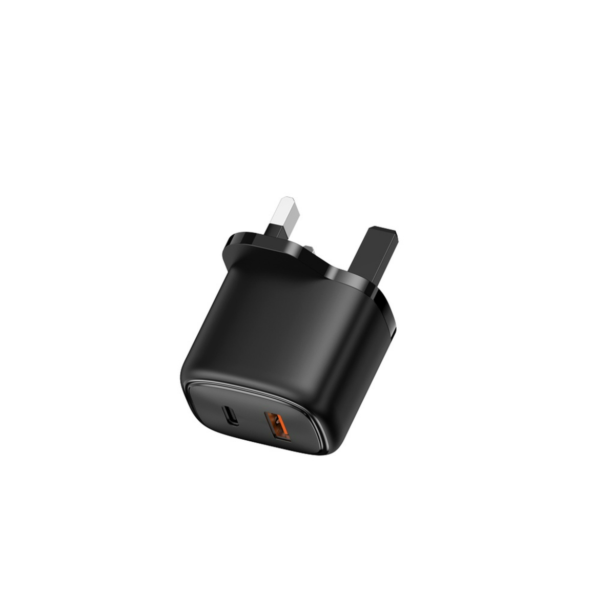 Porodo 20 W QC USB A + USB C Charger UK with USB C to Lightning 1.2M Cable, Black