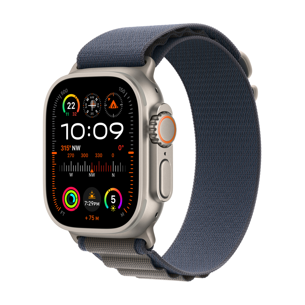 Apple Watch Ultra 2 GPS + Cellular, Titanium Case with Blue Alpine Loop, 49 mm, Large, MREQ3AE/A