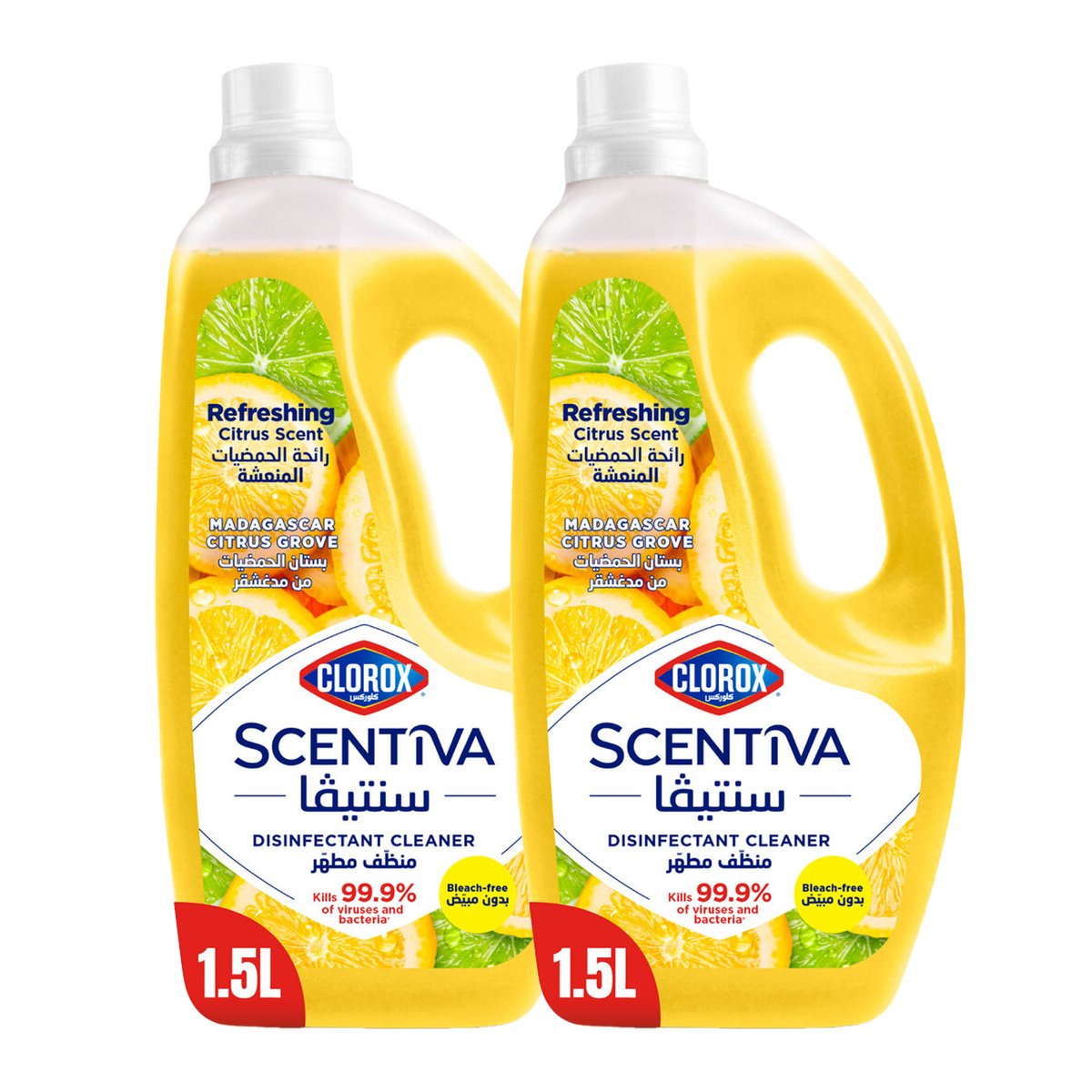 Clorox Scentiva Madagascar Citrus Grove Multipurpose Disinfectant Cleaner 2 x 1.5 Litres