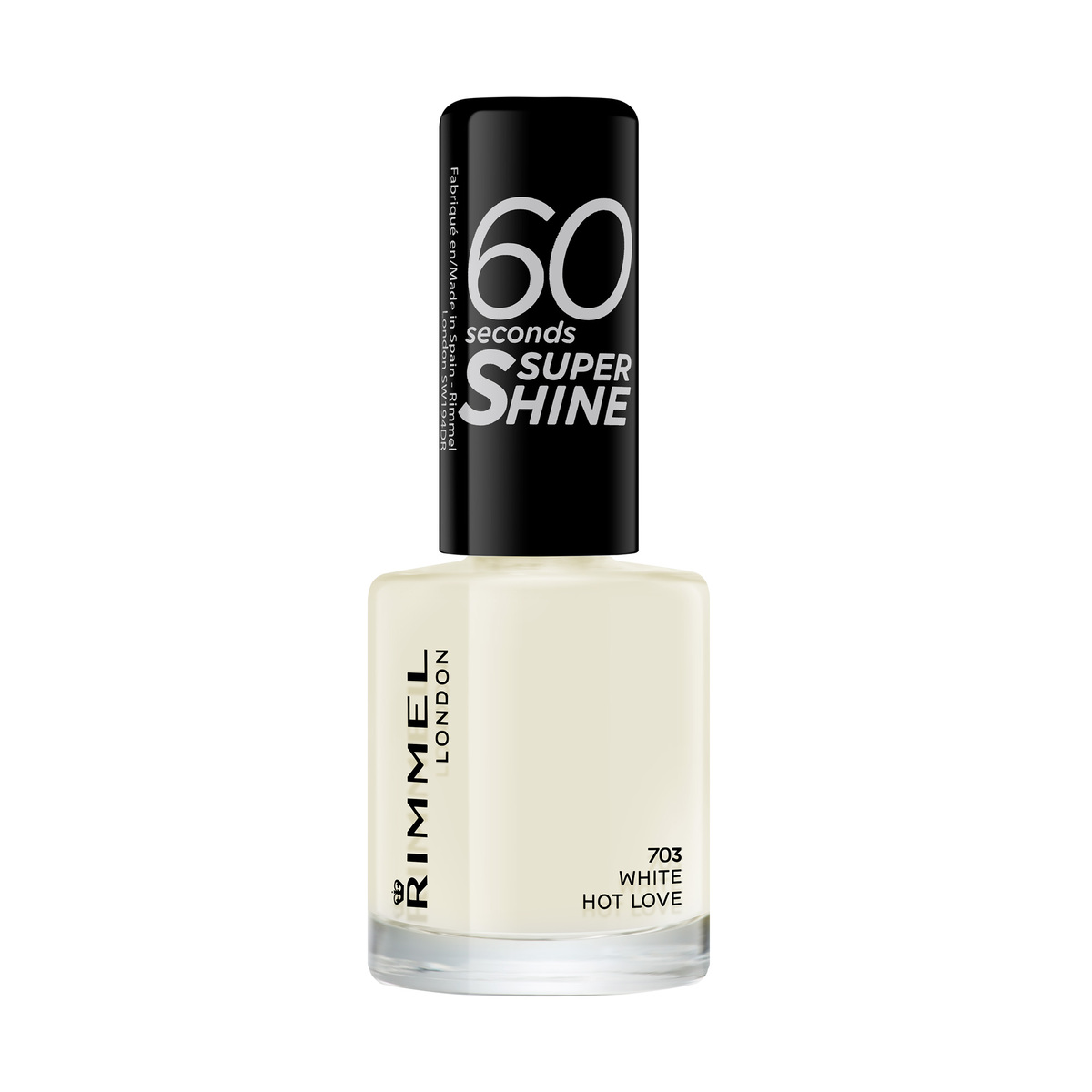 Rimmel London 60 Seconds Super Shine Nail Polish, 703 White Hot Love, 8 ml - 0.25 fl oz