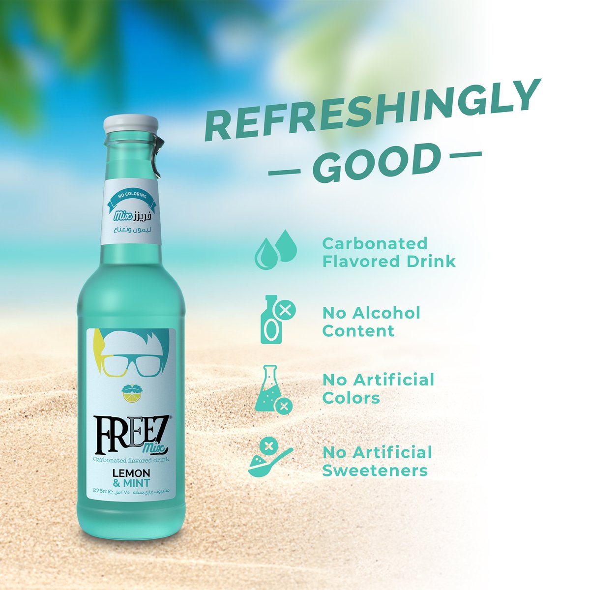 Freez Mix Lemon & Mint Carbonated Flavored Drink 275 ml