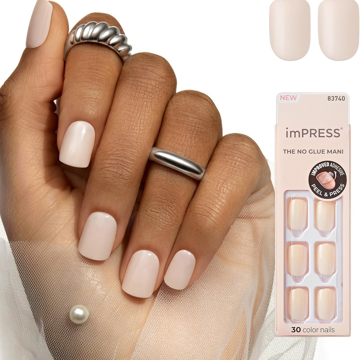 Kiss Impress Press-On Manicure Color Nails Point Pink KIMC001C 30 pcs