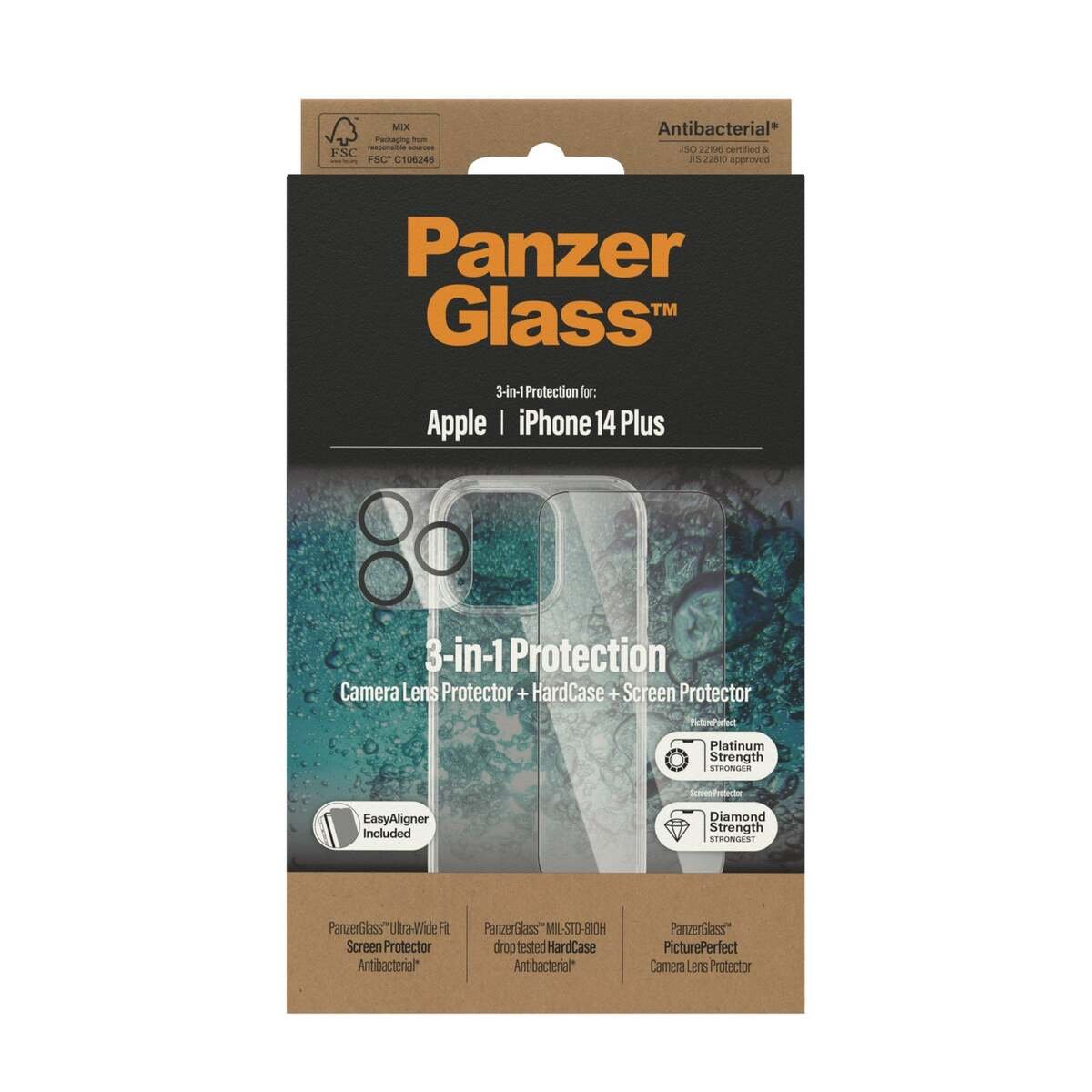 Panzerglass Iphone 14 Plus - 3-in-1 Bundle - Clearcase + Screen Protector + Camera Lens Protector - Clear