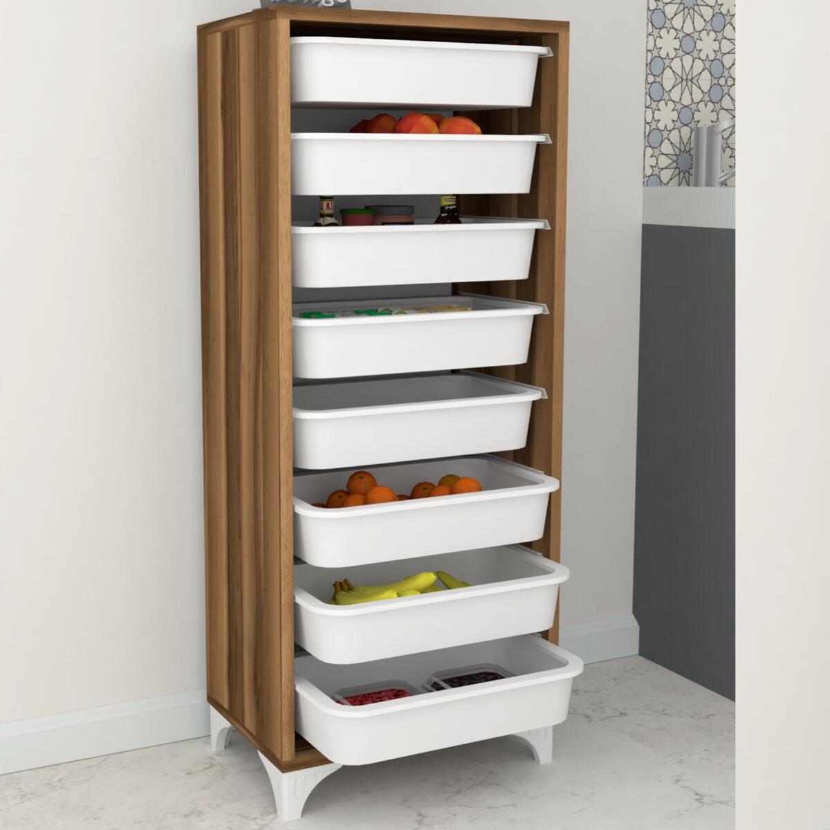 Home Canvas Compo Multifunctional Cabinet (8 Baskets, Walnut) BF00209