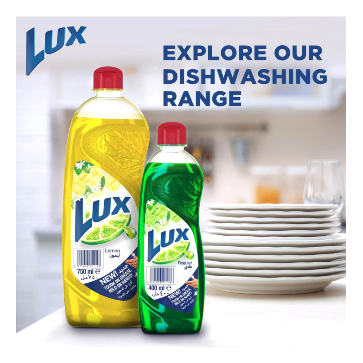 Lux Regular Green Dishwashing Liquid Value Pack 2 x 725 ml