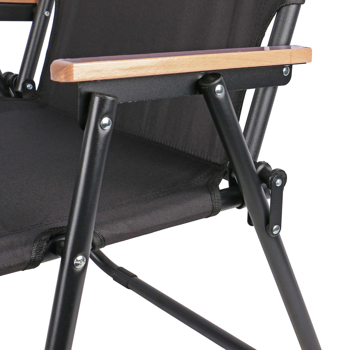 Campmate Foldable Camping Chair with Wooden Armrest, 58 x 8 x 58 cm, CM-7877