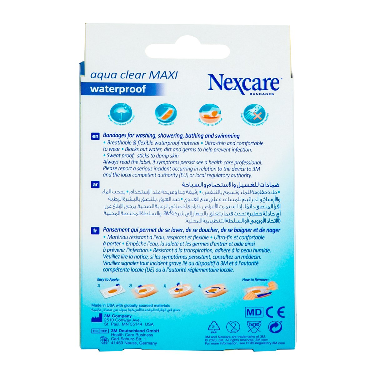 Nexcare 3M Aqua Clear Maxi Waterproof Bandage 10 pcs