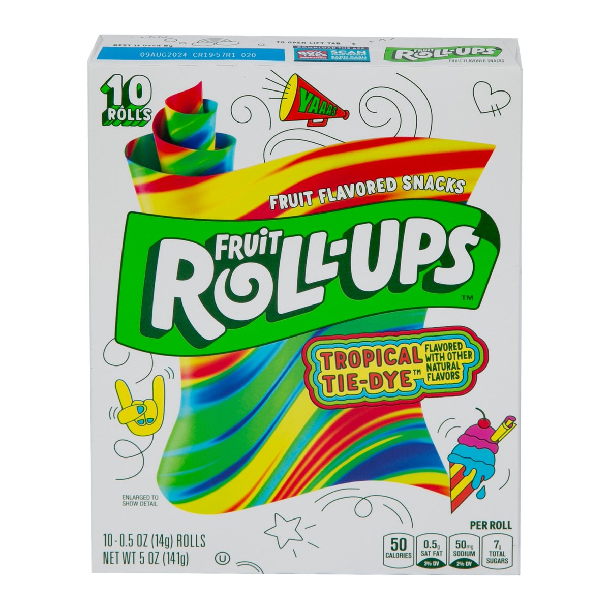 Betty Crocker Fruit Roll-Ups Tropical Tie Dye 10 Rolls