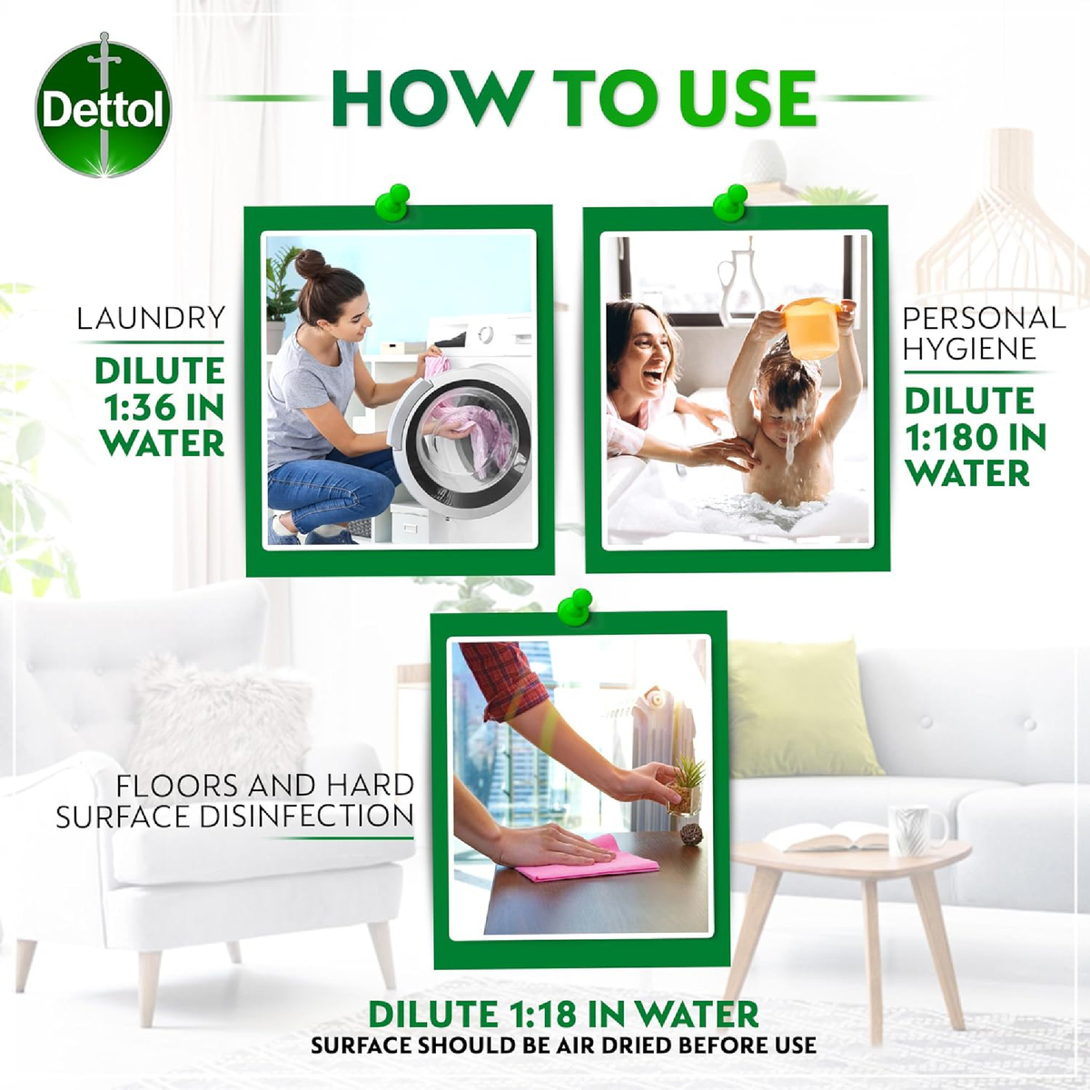 Dettol Anti Bacterial Antiseptic Disinfectant Original Value Pack 2 Litres + 1 Litre