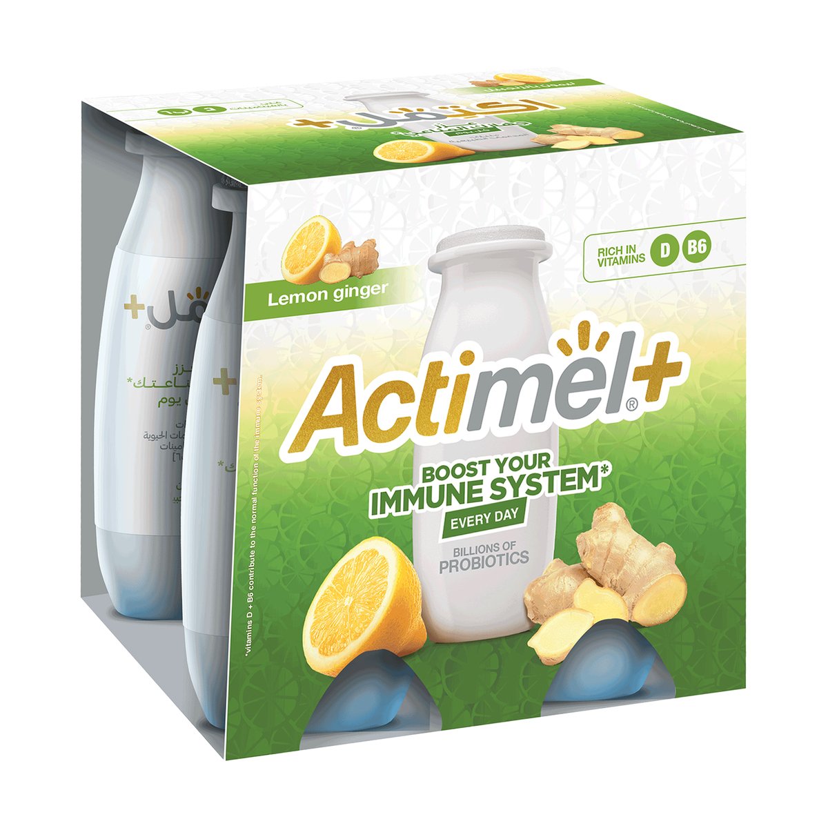 Actimel Lemon Ginger Yogurt Drink 4 x 93 ml