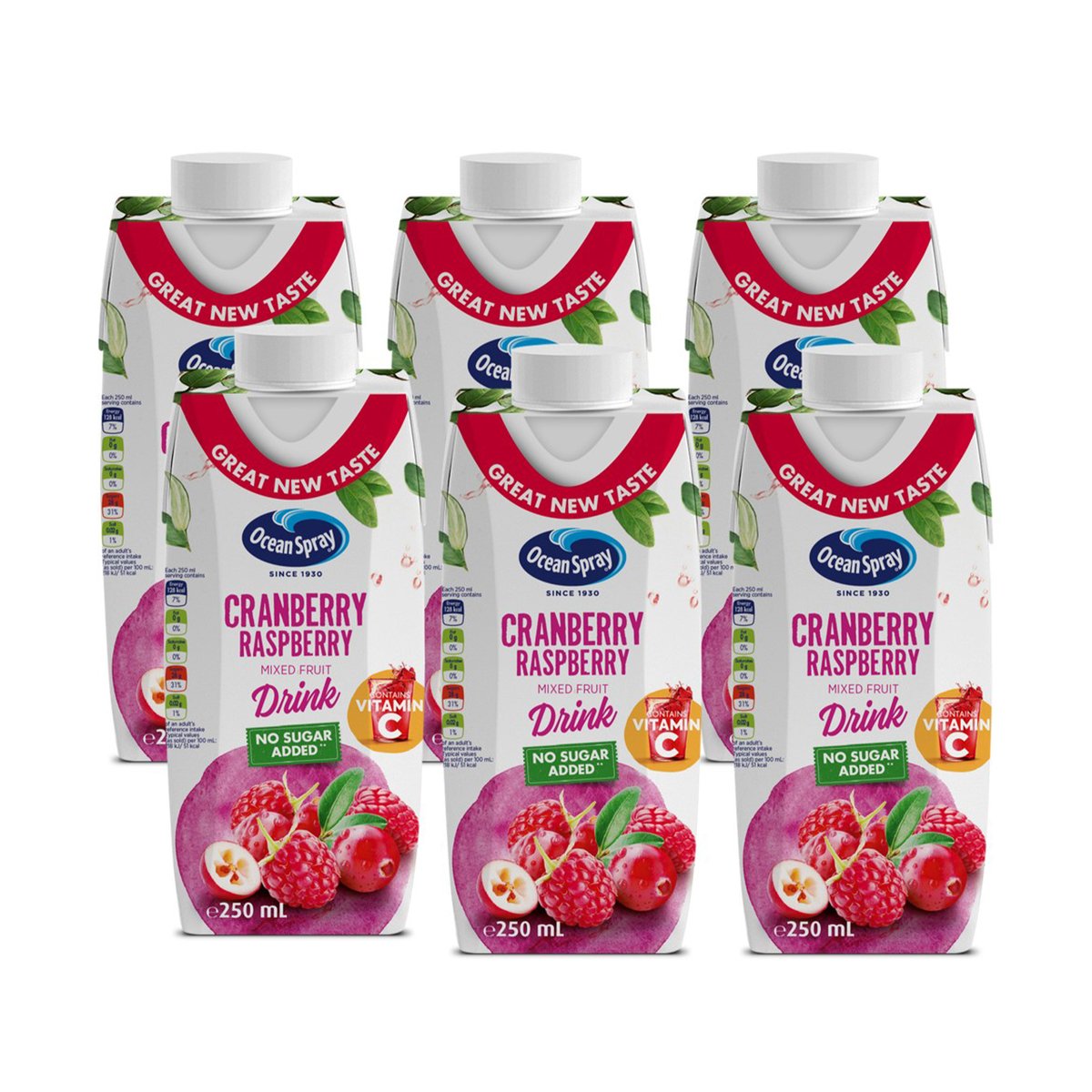 Ocean Spray Cranberry Raspberry Mixed Fruit Drink No Added Sugar 250 ml