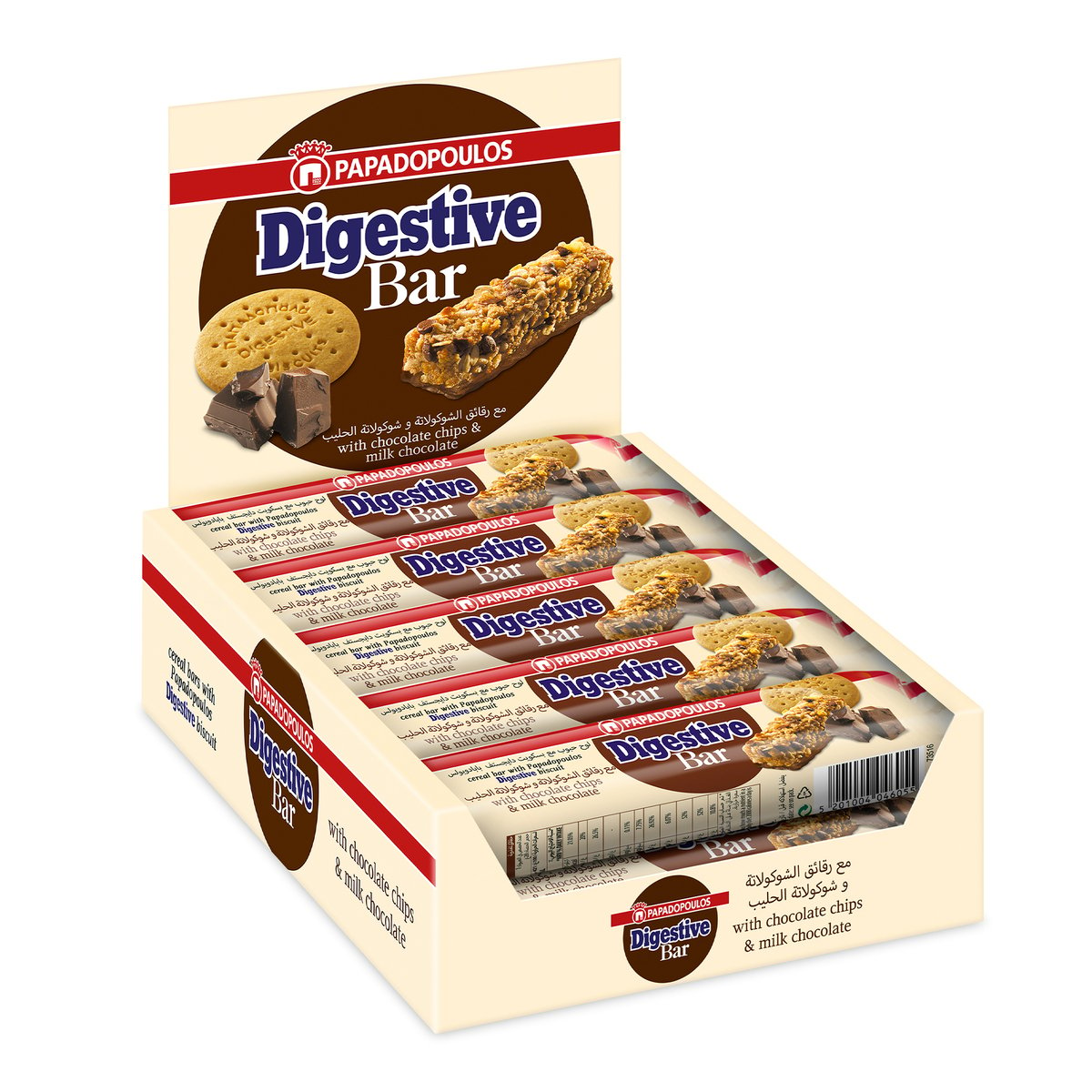 Papadopoulos Digestive Bar With Chocolate Chips & Milk Chocolate 28 g