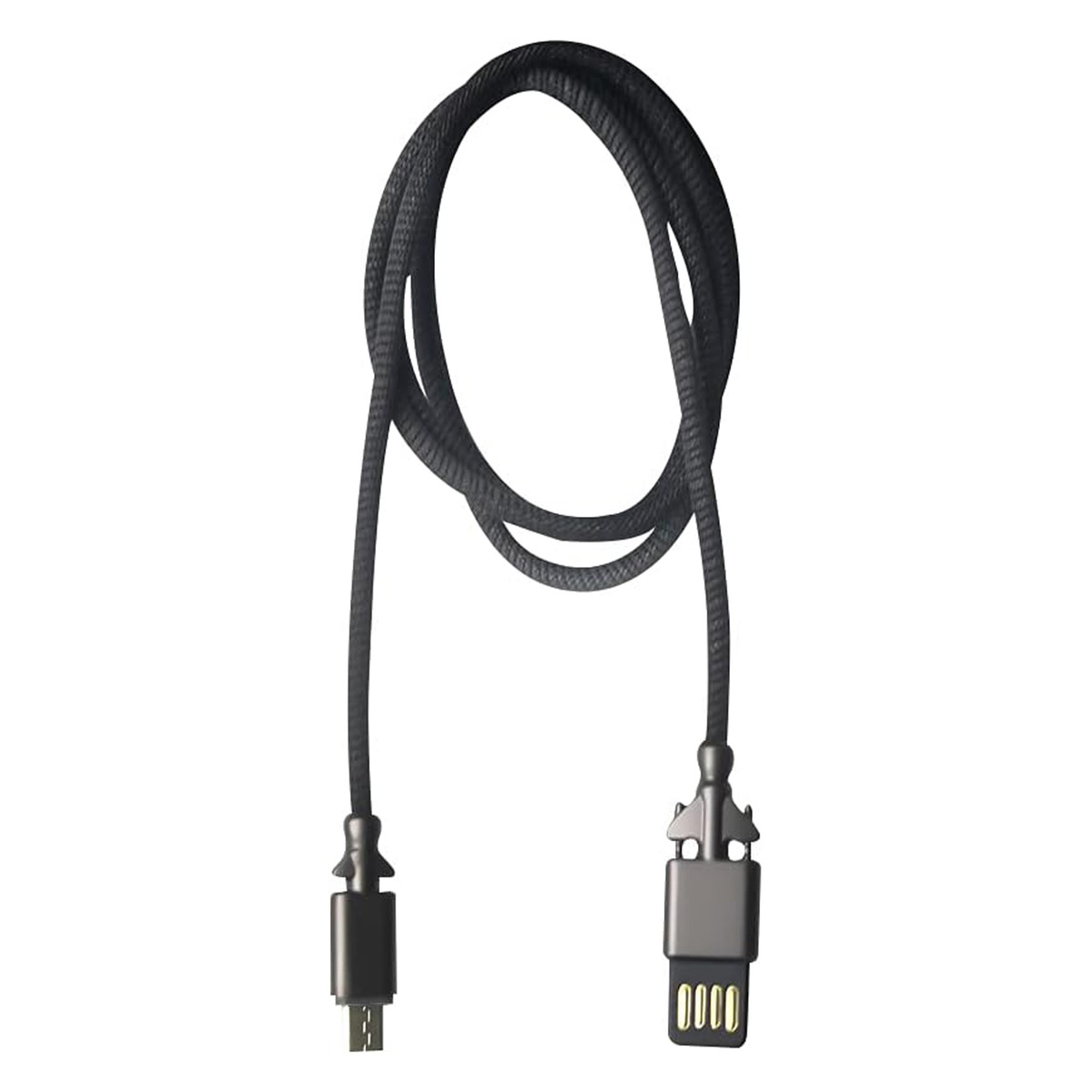 Trands Metal Connector Micro USB Cable, 1 m, Black, TR-CA1330