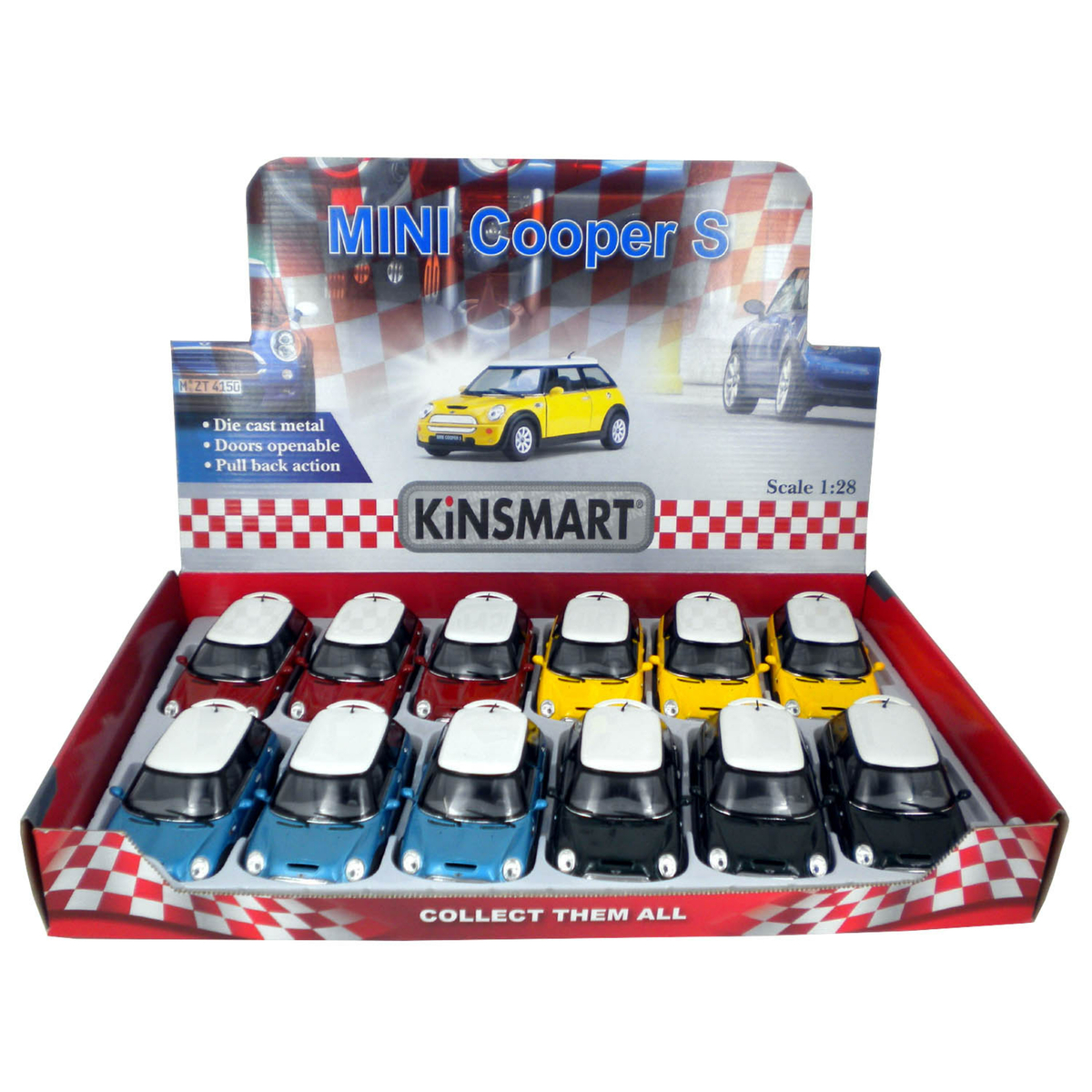 Kinsmart Mini Cooper Die-Cast Metal Car, 1:28 Scale, 1 pc, Assorted, KT5059D