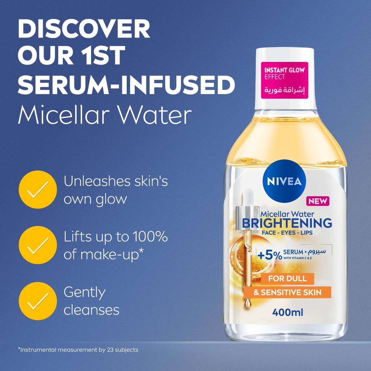 Nivea Micellar Water Brightening With 5% Serum 400 ml + Cotton Pads