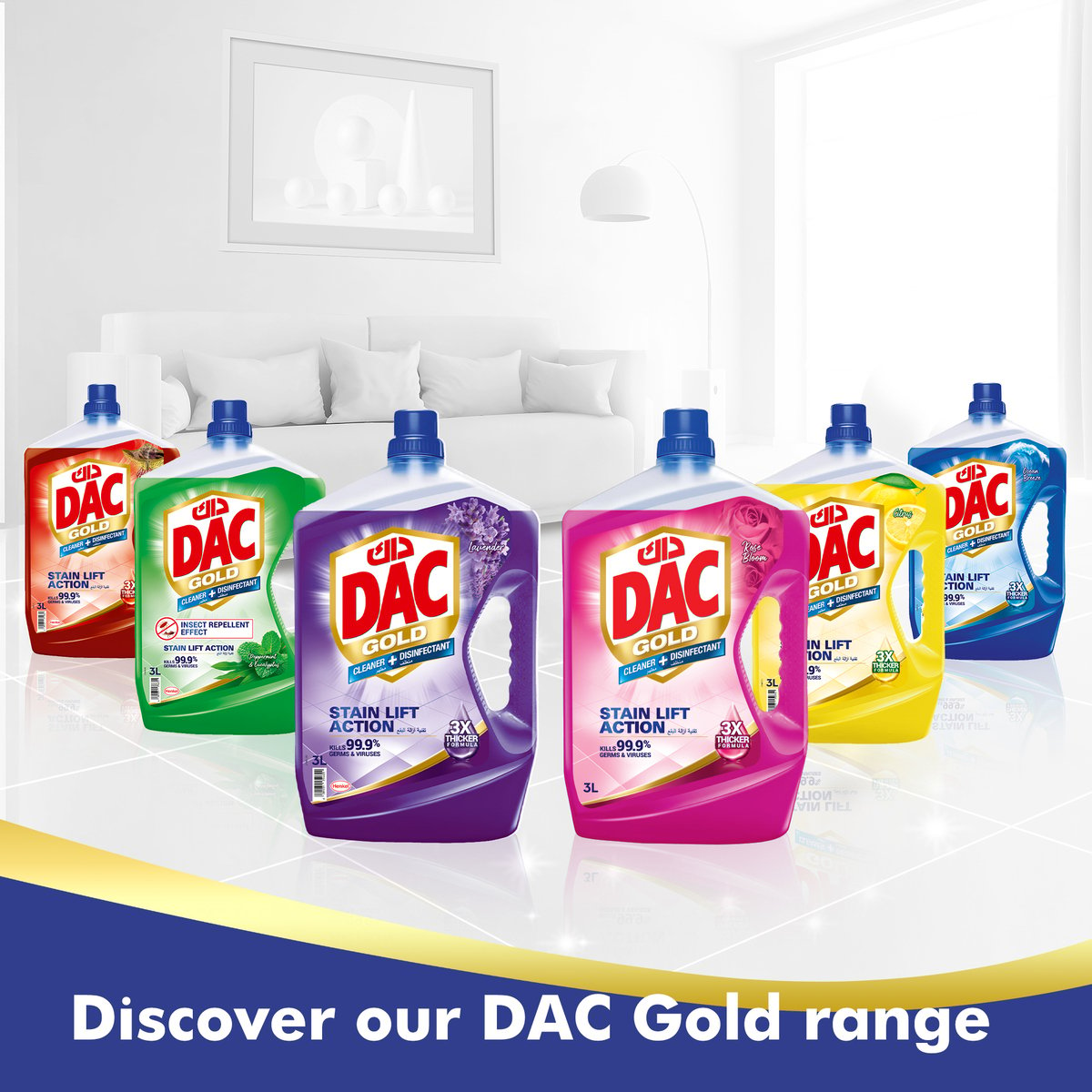 Dac Gold Multi-Purpose Disinfectant & Liquid Cleaner Lavender 2 x 2.9 Litres