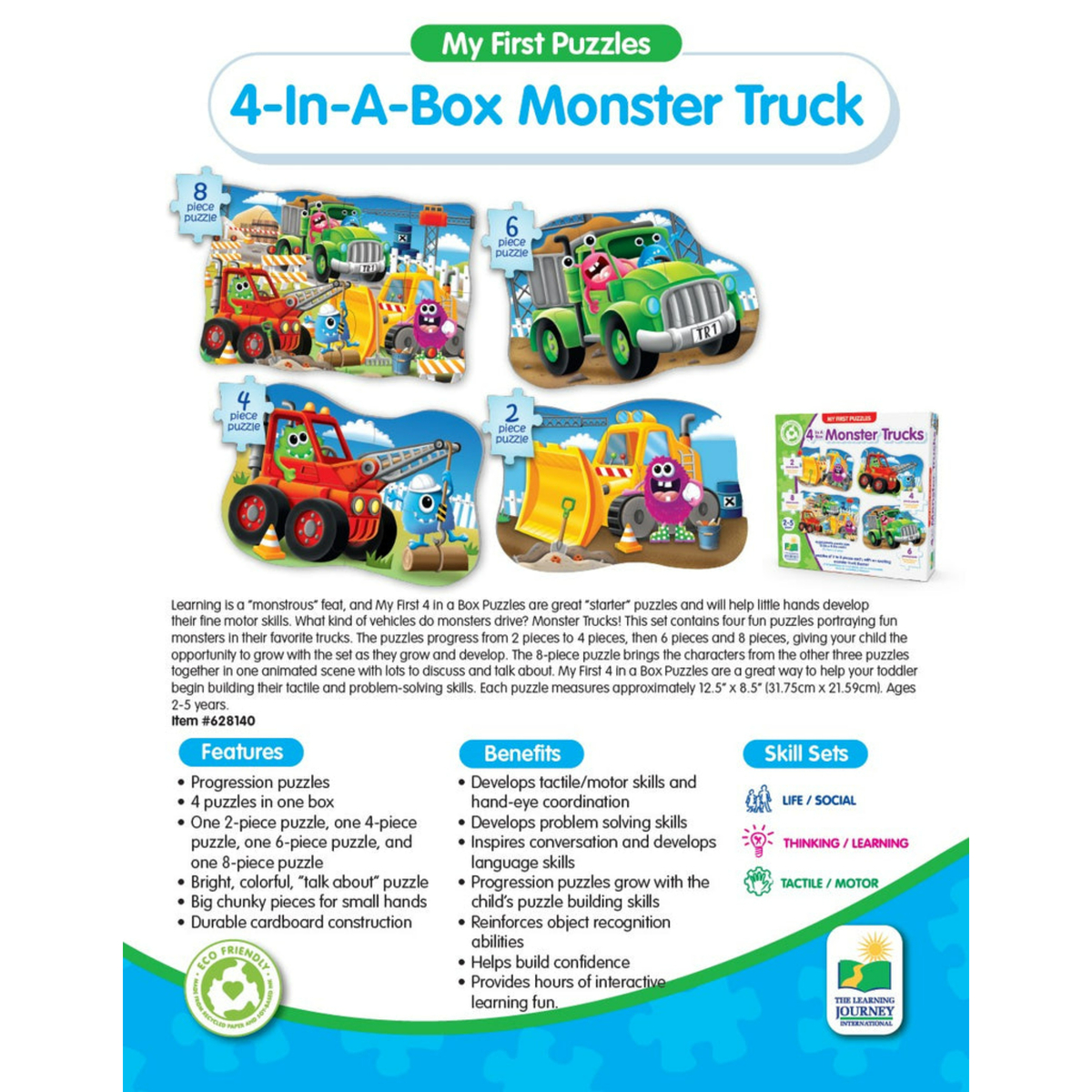 The Learning Journey My First Puzzle Sets 4-in-A Box Monster Truck, Assorted, 628140