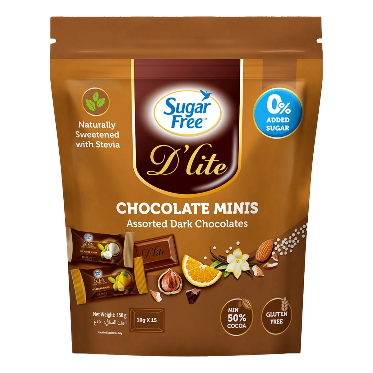 Sugar Free D'Lite Dark Chocolate Minis Assorted Gluten Free 150 g