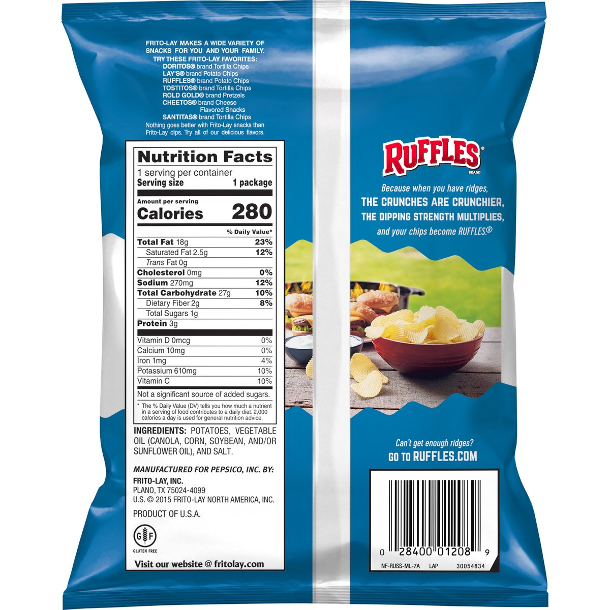 Fritolay Ruffles Original Potato Chips 49.6 g