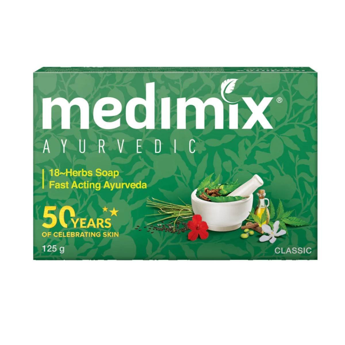 ميديميكس صابون أيورفيدا كلاسيكي يحتوي على 18 أعشاب 125 جم 4+1