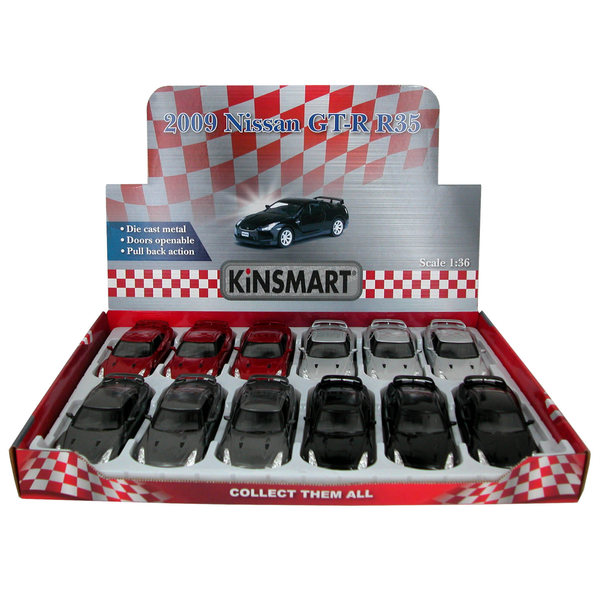 Kinsmart 2009 Nissan GT-R R35 Die-Cast Metal Car, 1:36 Scale, 1 pc, Assorted, KT5340D