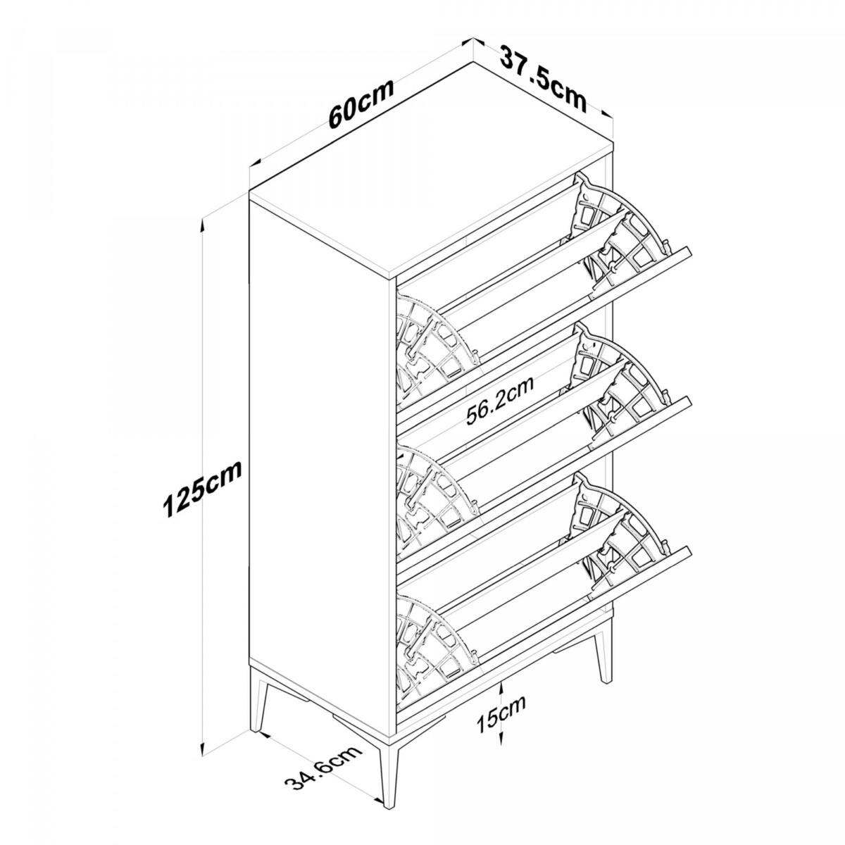 Home Canvas Otto Shoe Cabinet Walnut and White RM2814