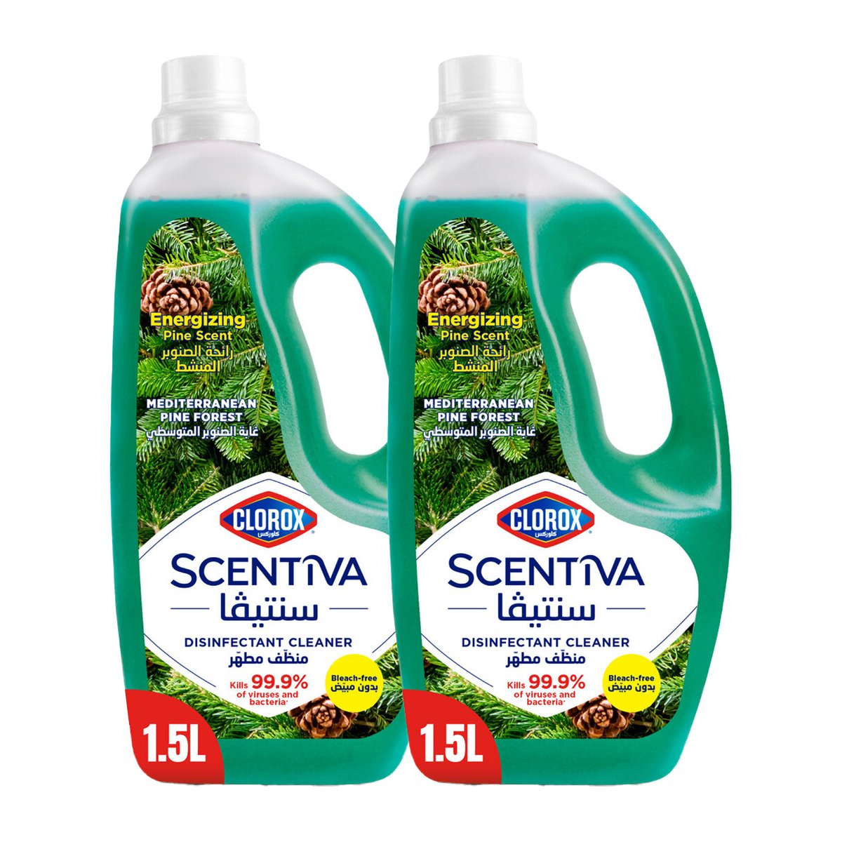 Clorox Scentiva Mediterranean Pine Forest Multipurpose Disinfectant Cleaner 2 x 1.5 Litres