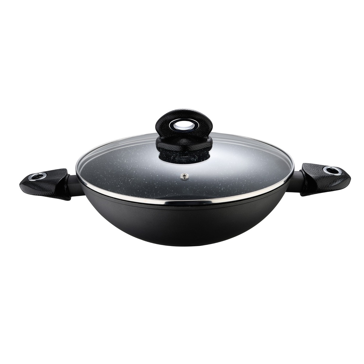 Bergner Orion Forged Aluminum Non-Stick Kadai with Lid, 28 x 7.8 cm, Black, BG35859GY