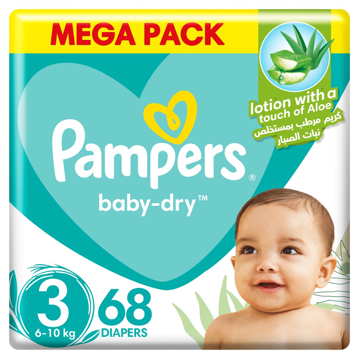 Pampers Baby-Dry Taped Diapers with Aloe Vera Lotion up to 100% Leakage Protection Size 3 6-10 kg 68 pcs