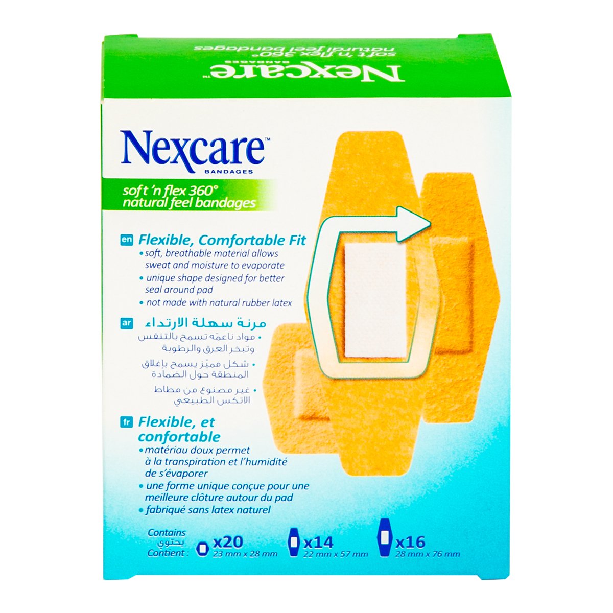 Nexcare 3M Soft N' Flex 360 Bandage Assorted 50 pcs