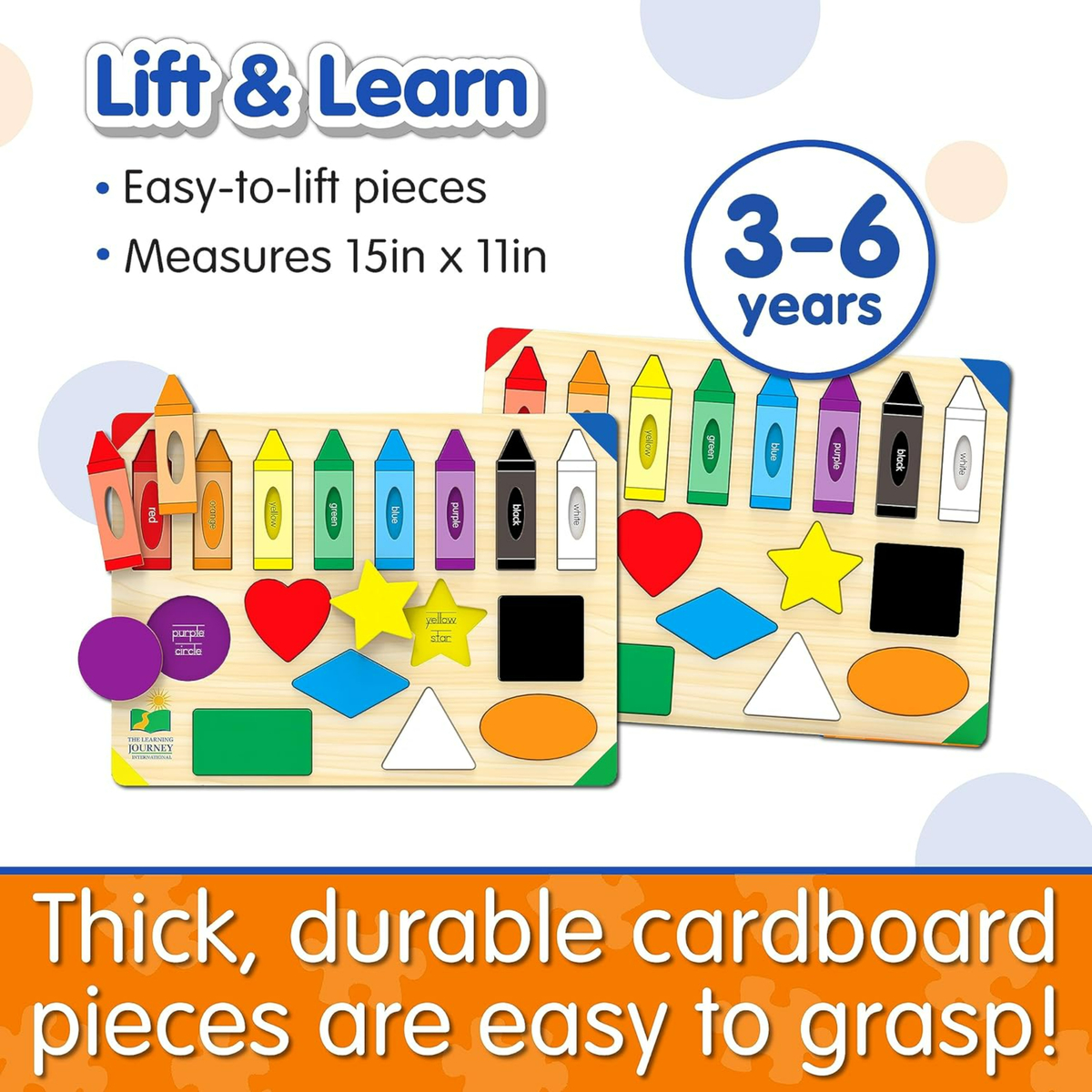 The Learning Journey Lift & Learn Colors & Shapes Puzzle, 16 pcs, Assorted, 501825