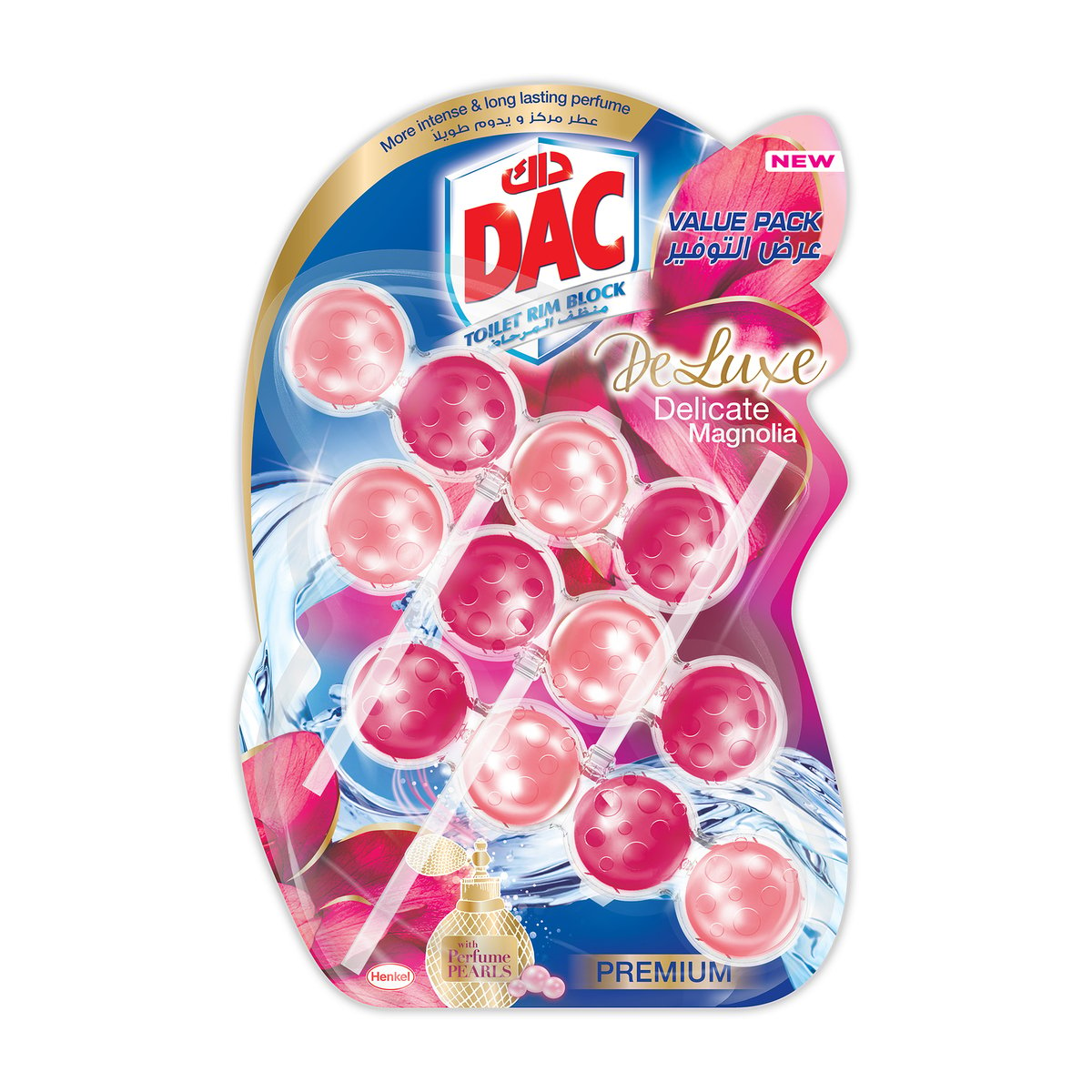 Dac De Luxe Delicate Magnolia Toilet Rim Block Value Pack 150 g