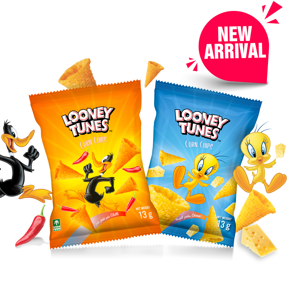 Looney Tunes Chilli Corn Chips 25 x 13 g