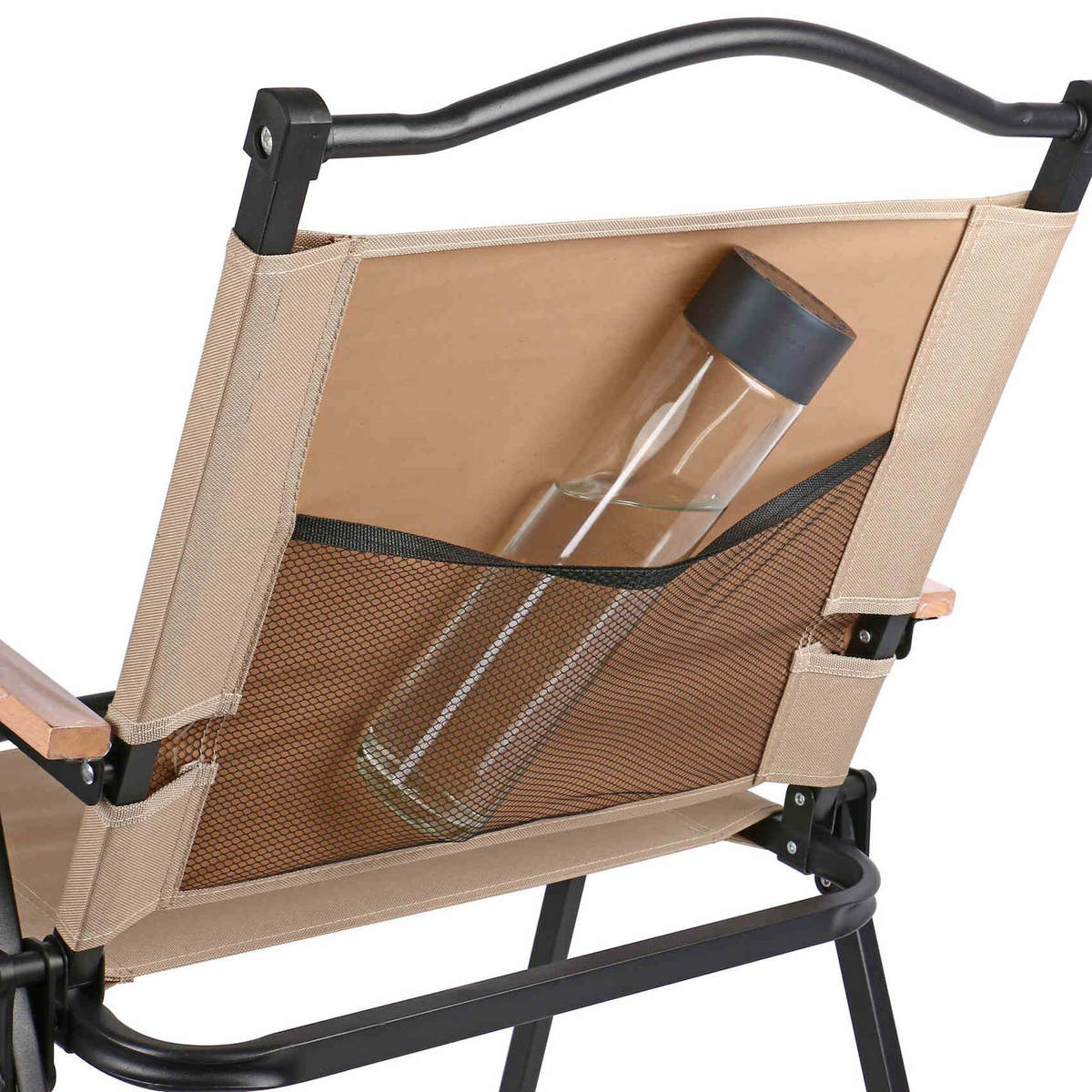 Campmate Foldable Camping Chair with Wooden Armrest, 54 x 7 x 65 cm, CM-7876