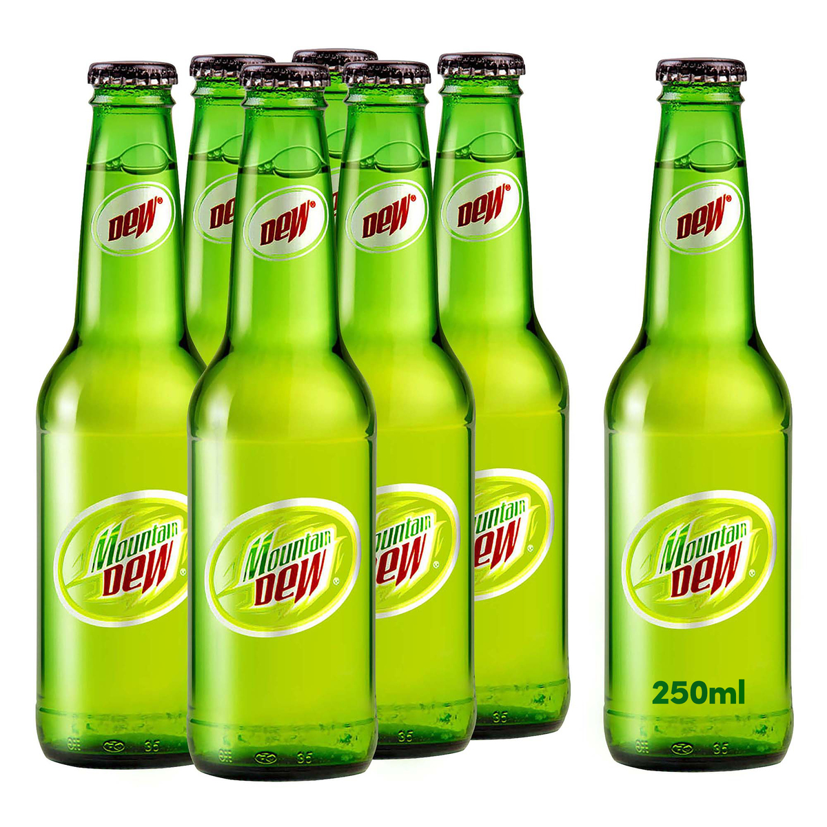 Mountain Dew Carbonated Soft Drink Glass Bottle 6 x 250 ml