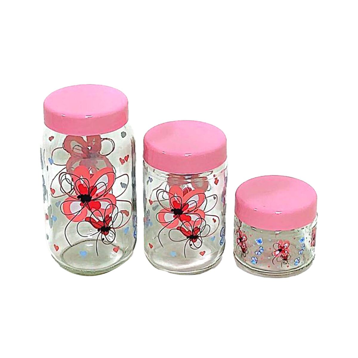 Sarina Glass jar 3pc set Assorted