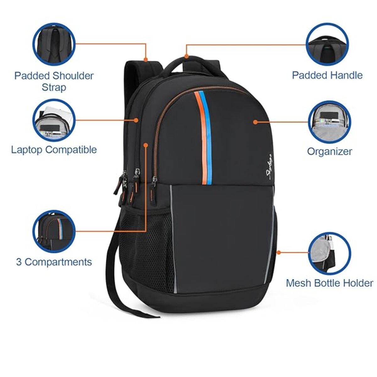Skybags Polyester Laptop Backpack, 30 L, Black, LPBPFXBHBLK