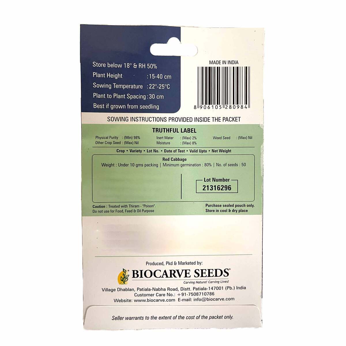 Biocarve Seeds Red Cabbage Seeds