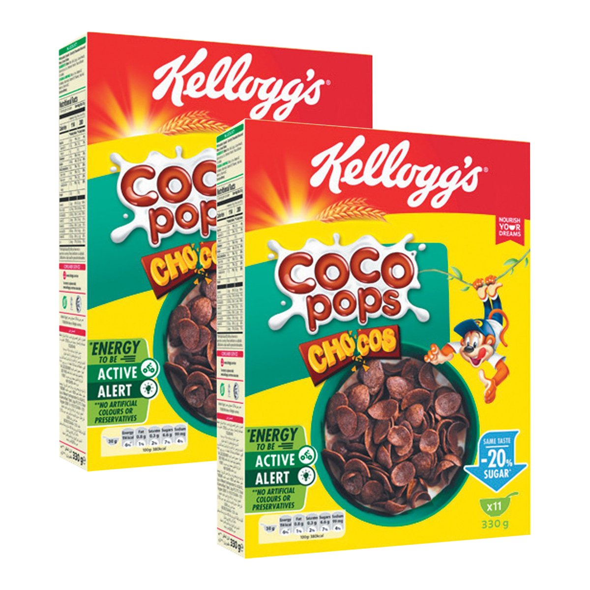 Kellogg's Coco Pops 20% Less Sugar Value Pack 2 x 330 g