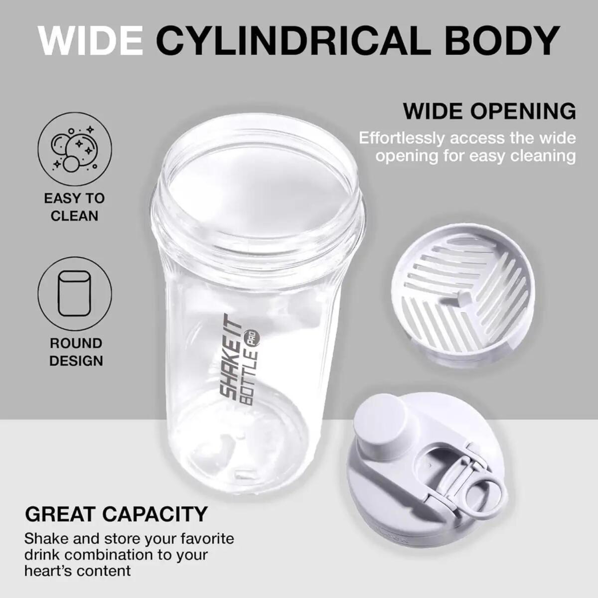 Lock & Lock Shake It Bottle / Gym Shaker Bottle 850ml Light Gray ABF944L