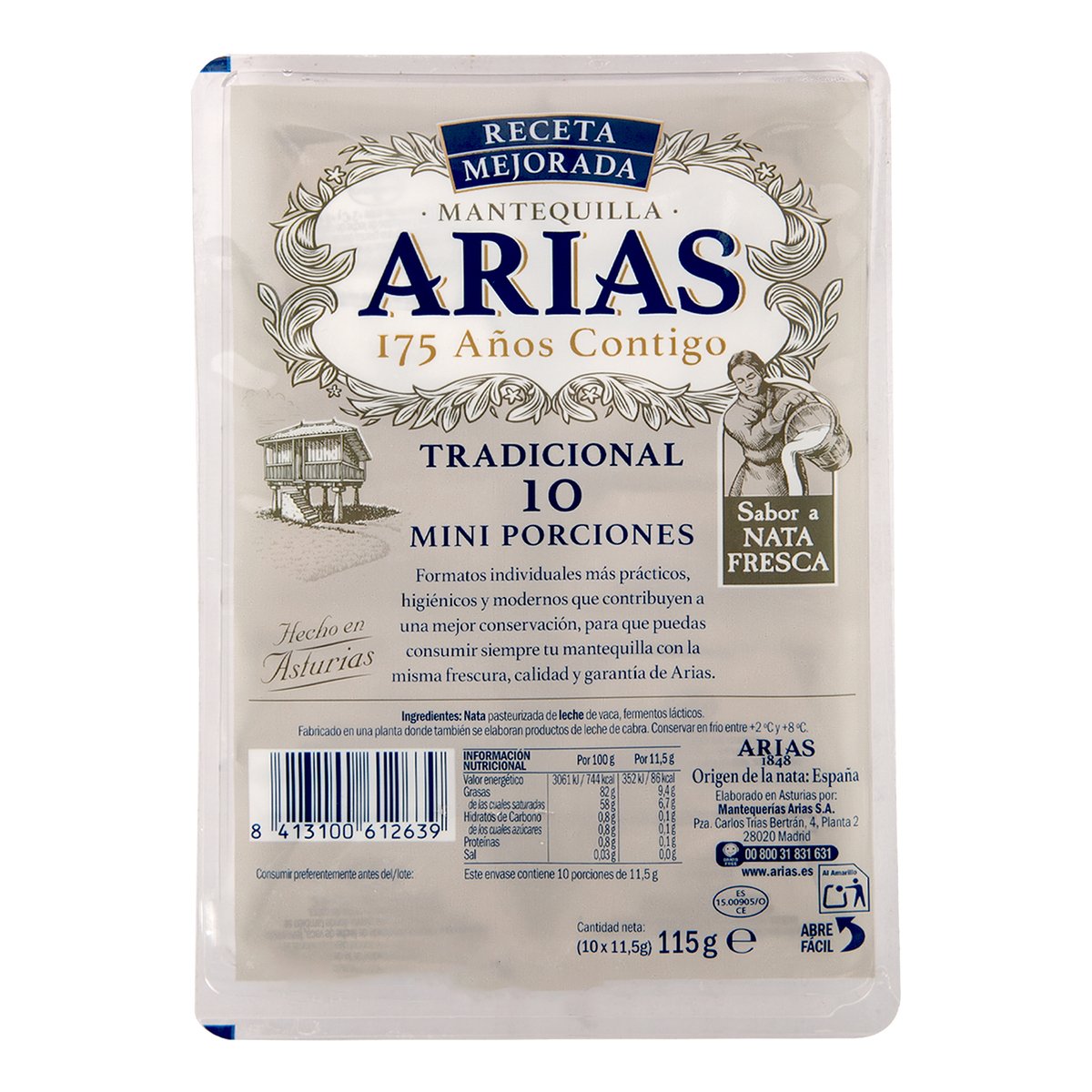 Arias Traditional Unsalted Butter 10 x 11.5 g