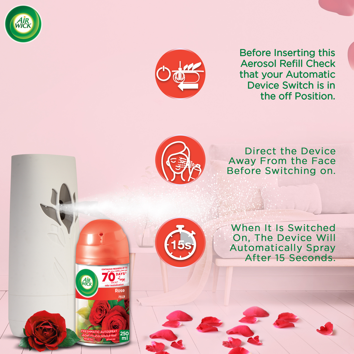 Airwick Freshmatic Gadget + Midnight Rose 250 ml