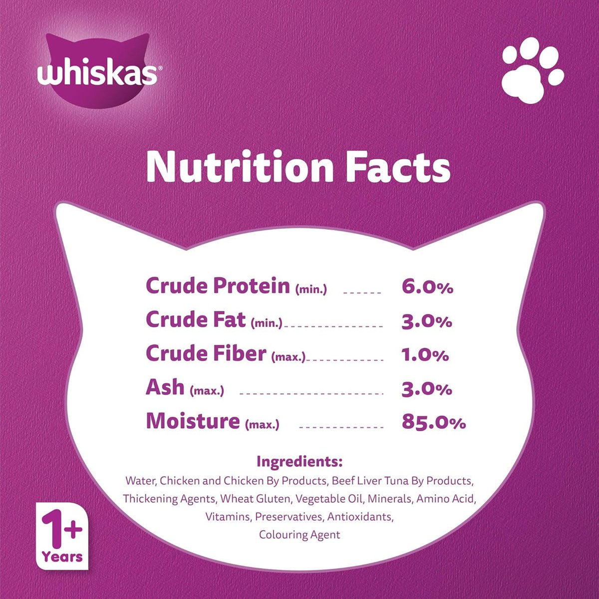 Whiskas Catfood With Chicken In Gravy For 1+ Years 4 x 80 g