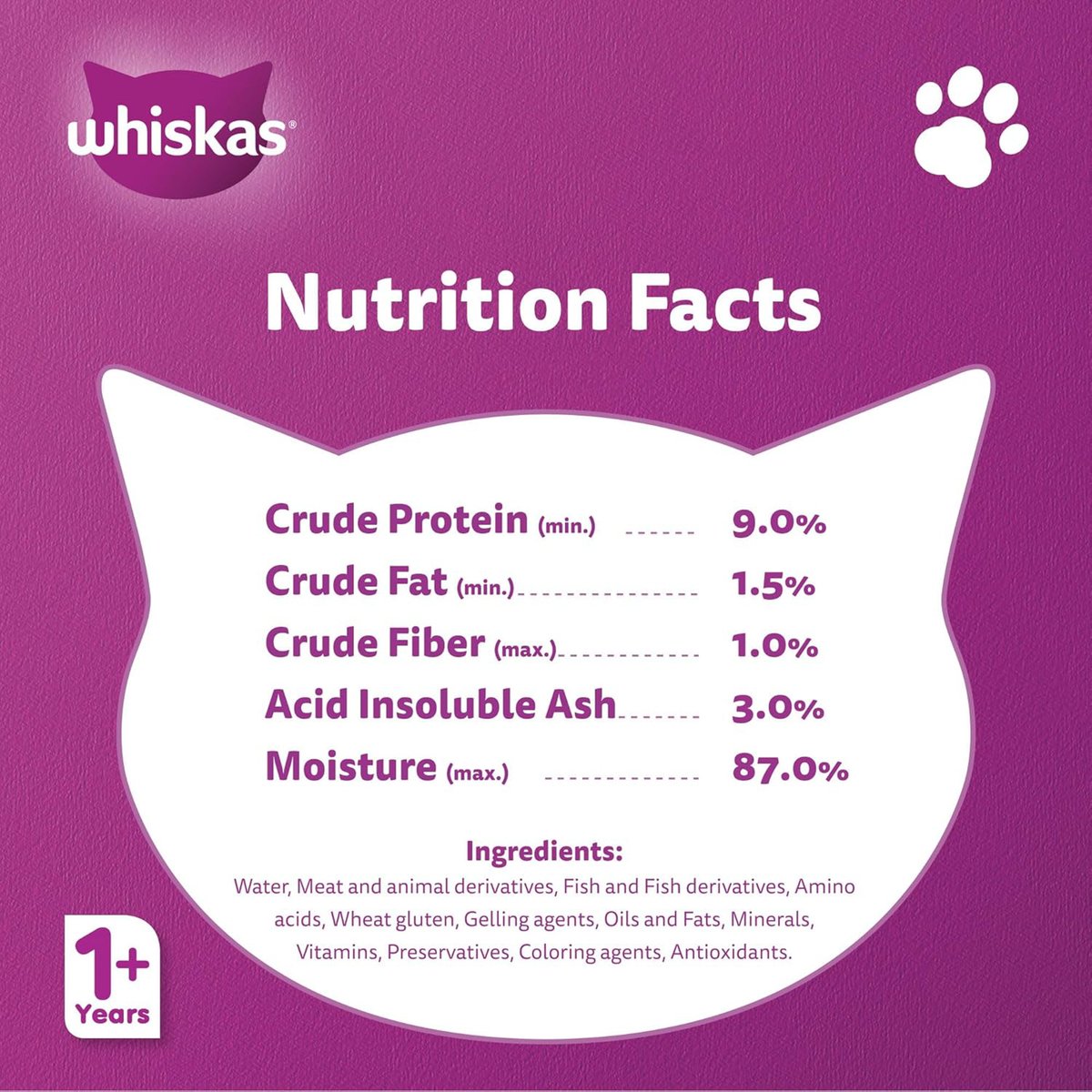 Whiskas Wet Cat Food Tuna for Adult Cats 1+ Years 4 x 80 g