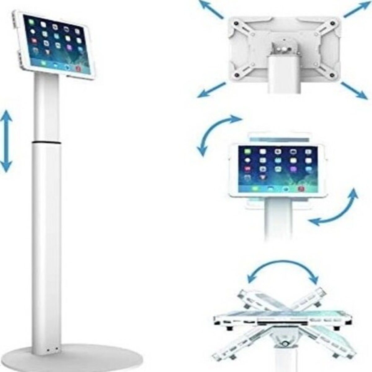 Technomounts Universal Anti-Theft Floor Tablet Stand Secure Tablet Stand  Sizes 9.7  inch-13  inch(White)