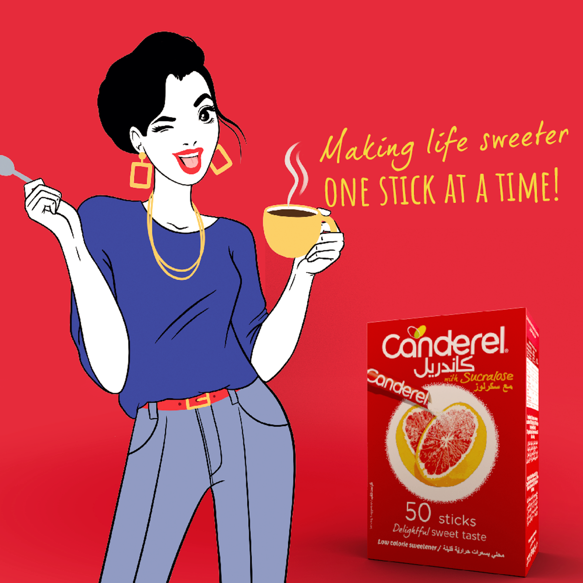 Canderel Low Calorie Sweetener Sticks With Sucralose 50 pcs