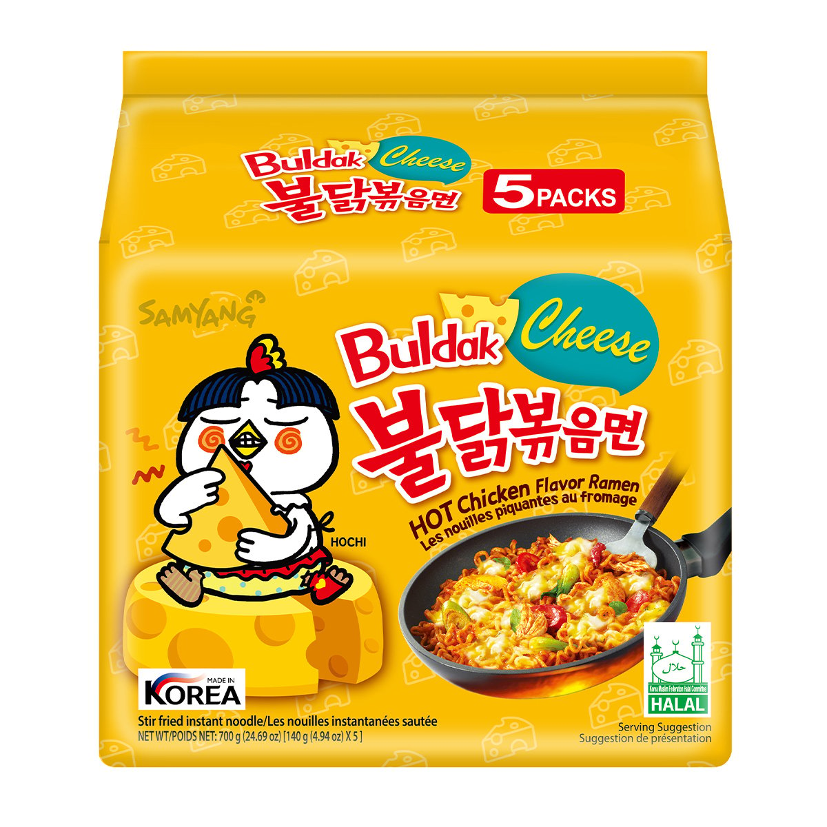 Samyang Cheese Hot Chicken Flavor Ramen Fried Noodles 5 x 140 g