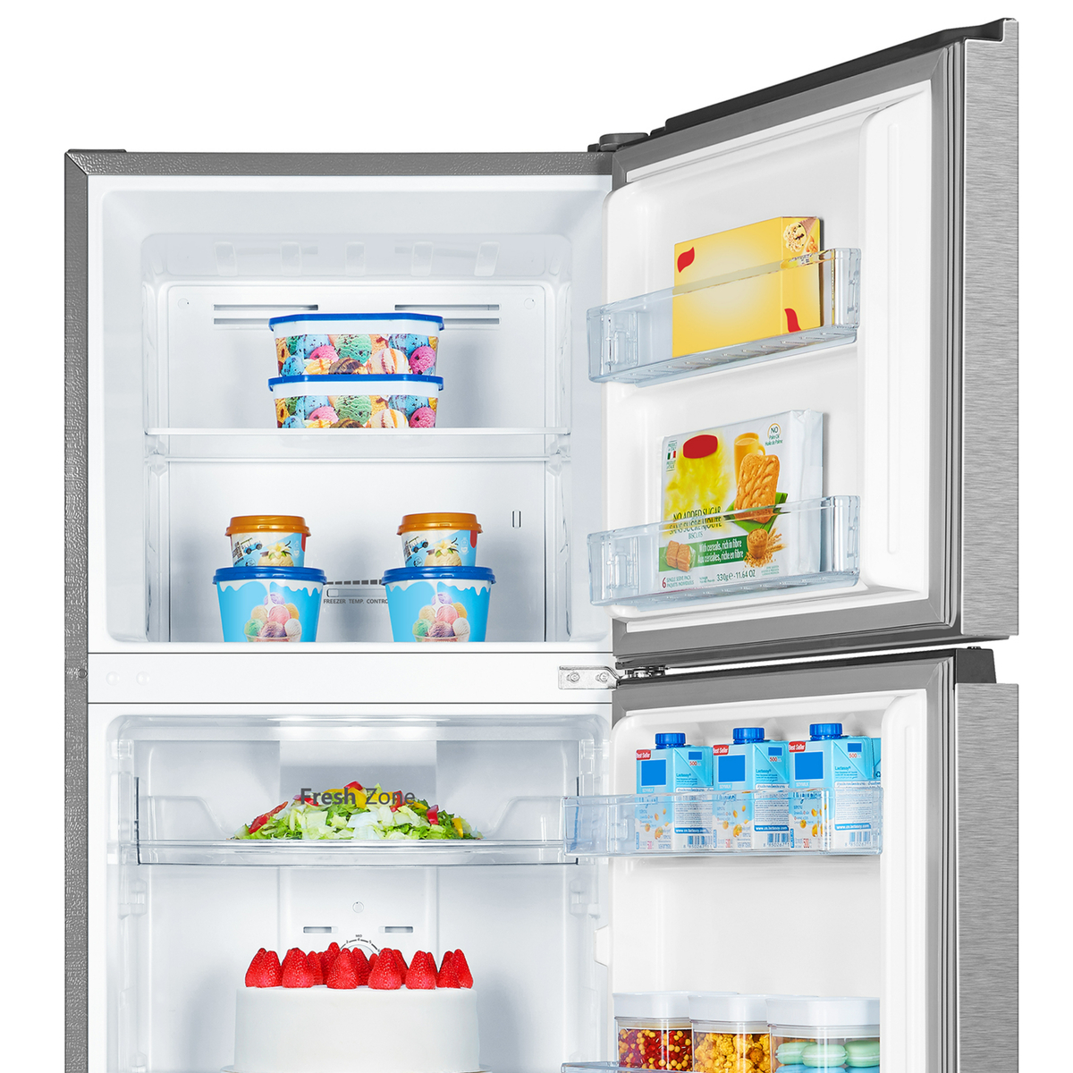 Hisense Top Mount Double Door Refrigerator, 320L Net Capacity, Stainless Steel, RT418N4ASU1